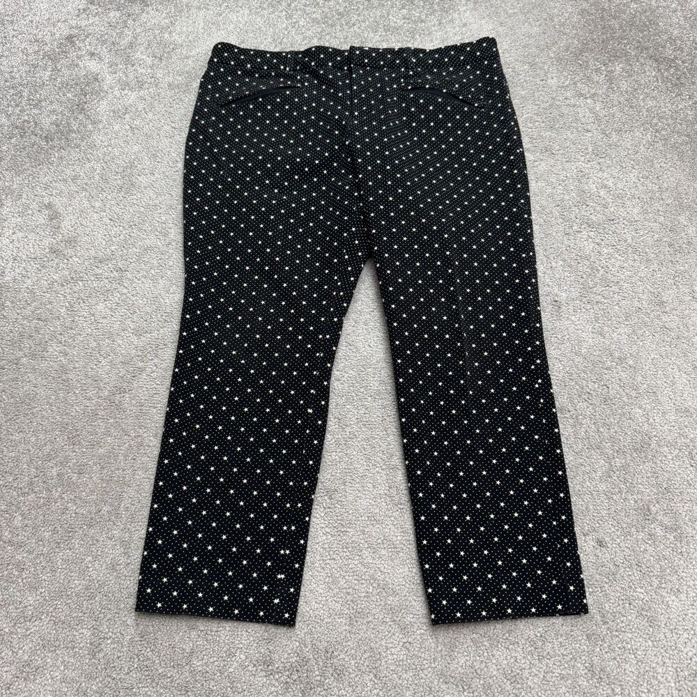 GAP Skinny Ankle Star Print Dress Pants Womens 14P Black White Stretch Mid Rise